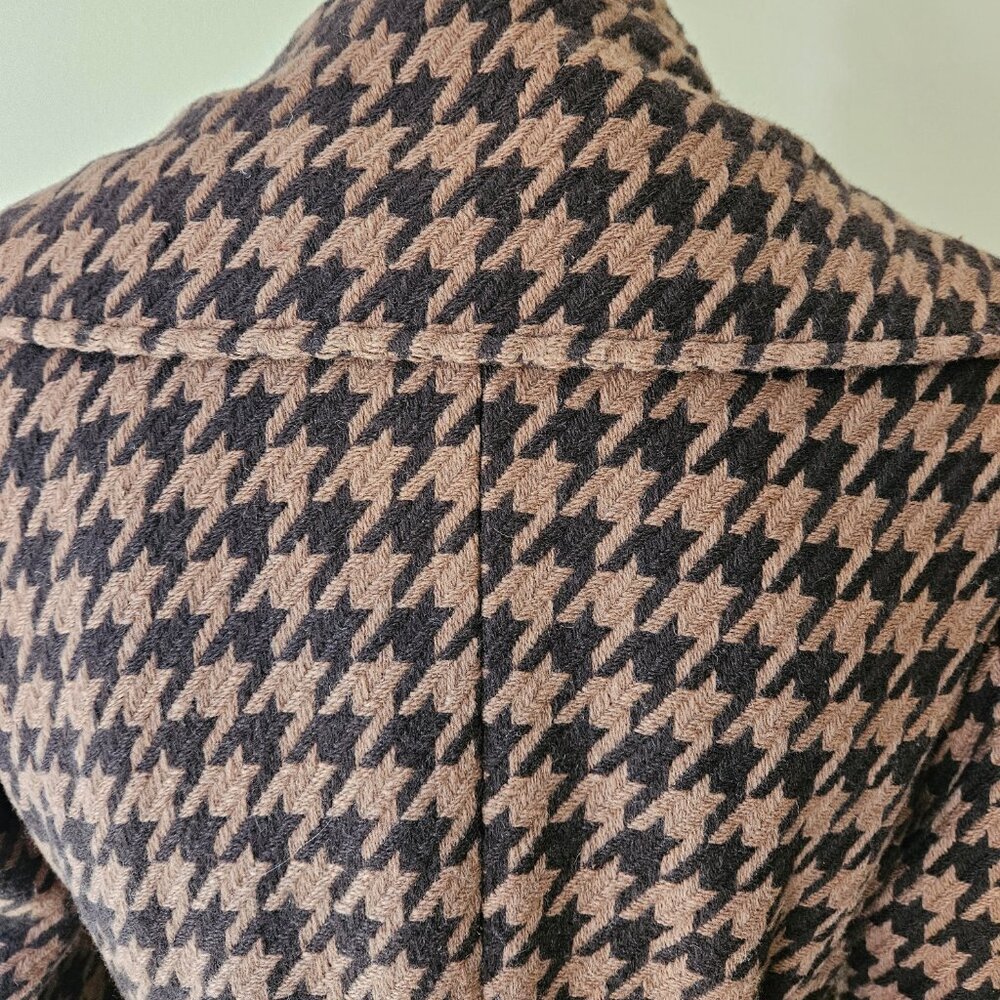 Orsay Brown Tan Wool Blend Houndstooth Jacket/ Coat Size 6 - Picture 3 of 10